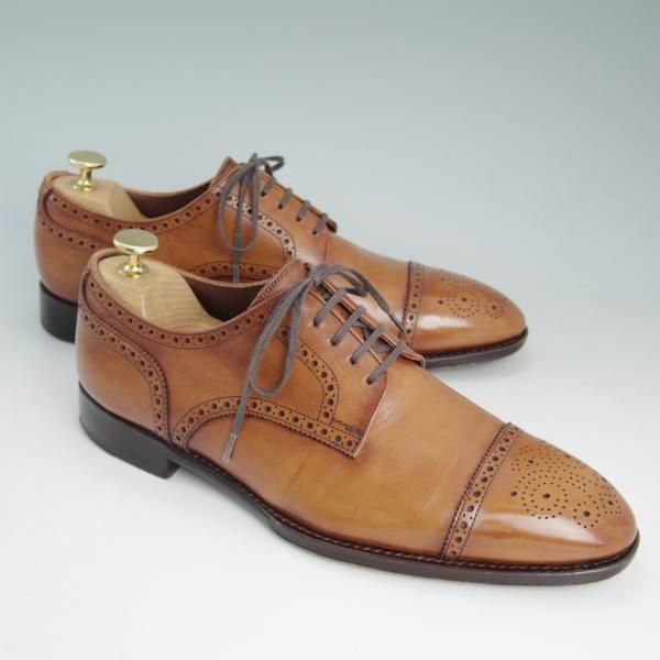 極上★ユニオンロイヤル SIZE 7【上級★ハンドソーンウェルテッド製法/九分仕立て】セミブローグ/茶/カーフ/UNION ROYAL★d406