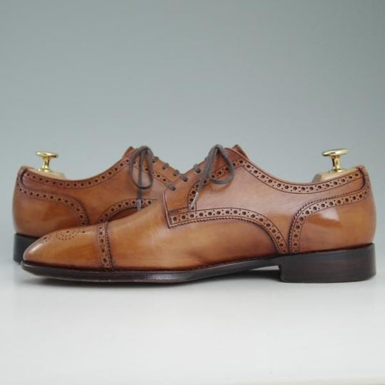 極上★ユニオンロイヤル SIZE 7【上級★ハンドソーンウェルテッド製法/九分仕立て】セミブローグ/茶/カーフ/UNION ROYAL★d406