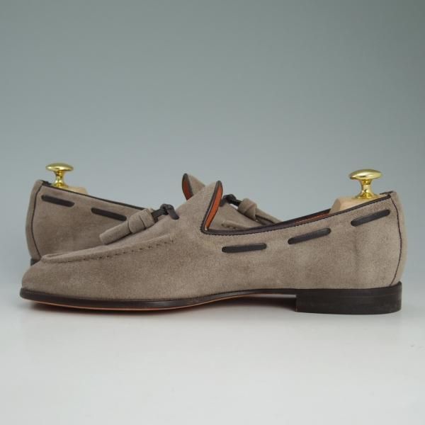 新品★(伊)サントーニ SIZE 5【★タッセルローファー/薄茶】スエード/13904/スリッポン/メンズ/SANTONI★d411
