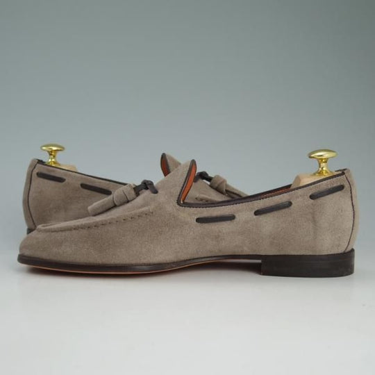 新品★(伊)サントーニ SIZE 5【★タッセルローファー/薄茶】スエード/13904/スリッポン/メンズ/SANTONI★d411