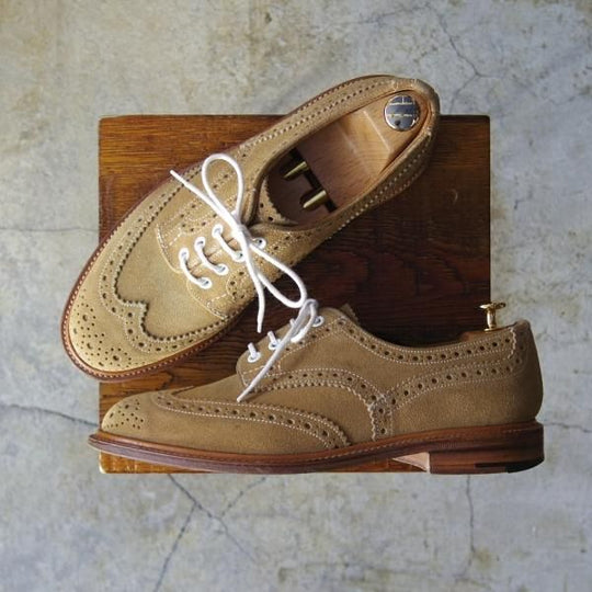 美品★トリッカーズ SIZE 8【★BOURTON/バートン/M5633】スエード/フルブローグ/カントリーシューズ/短靴/薄茶/メンズ/Tricker's★d415