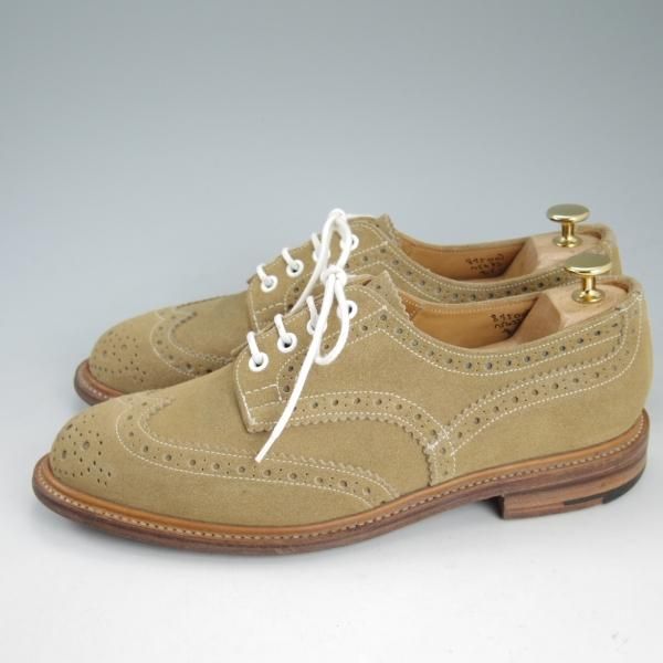 美品★トリッカーズ SIZE 8【★BOURTON/バートン/M5633】スエード/フルブローグ/カントリーシューズ/短靴/薄茶/メンズ/Tricker's★d415