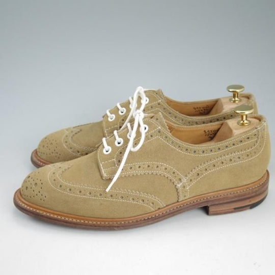 美品★トリッカーズ SIZE 8【★BOURTON/バートン/M5633】スエード/フルブローグ/カントリーシューズ/短靴/薄茶/メンズ/Tricker's★d415