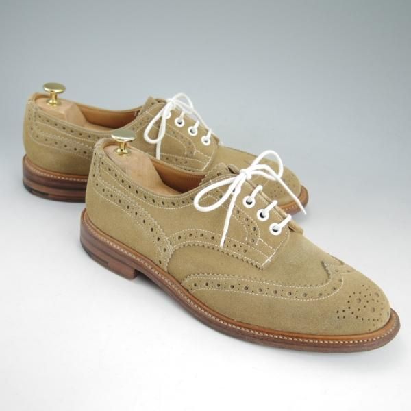 美品★トリッカーズ SIZE 8【★BOURTON/バートン/M5633】スエード/フルブローグ/カントリーシューズ/短靴/薄茶/メンズ/Tricker's★d415