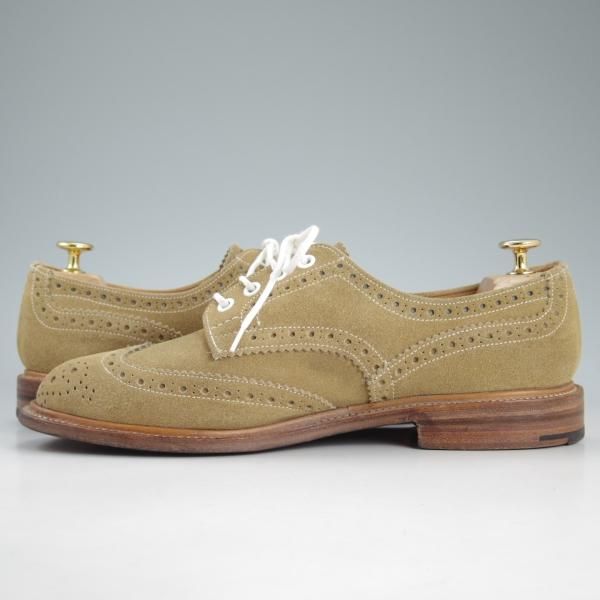 美品★トリッカーズ SIZE 8【★BOURTON/バートン/M5633】スエード/フルブローグ/カントリーシューズ/短靴/薄茶/メンズ/Tricker's★d415