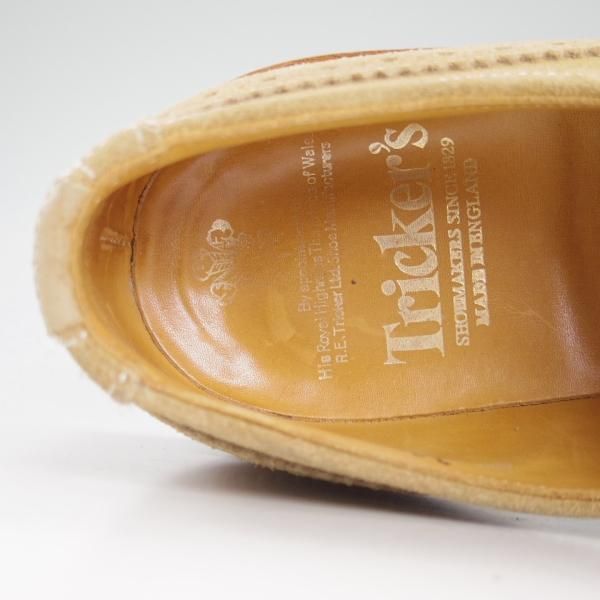 美品★トリッカーズ SIZE 8【★BOURTON/バートン/M5633】スエード/フルブローグ/カントリーシューズ/短靴/薄茶/メンズ/Tricker's★d415