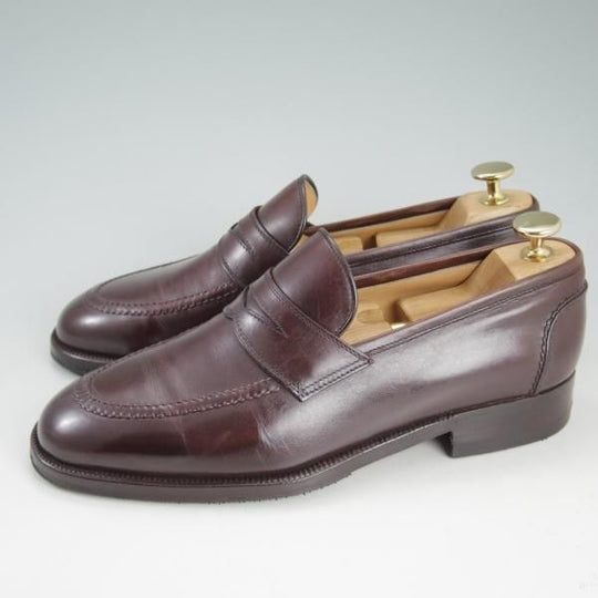 極上★(伊)タニノクリスチー SIZE 5.5【定価10万円以上★コインローファー】130543/スリッポン/赤茶/カーフ/メンズ/TANINO CRISCI★d416