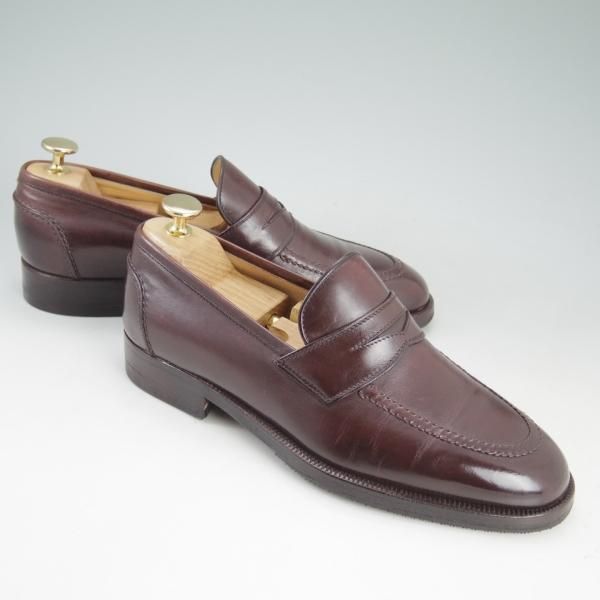 極上★(伊)タニノクリスチー SIZE 5.5【定価10万円以上★コインローファー】130543/スリッポン/赤茶/カーフ/メンズ/TANINO CRISCI★d416