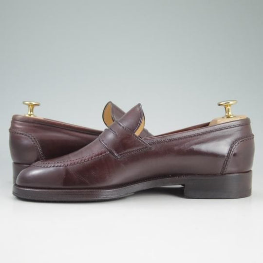 極上★(伊)タニノクリスチー SIZE 5.5【定価10万円以上★コインローファー】130543/スリッポン/赤茶/カーフ/メンズ/TANINO CRISCI★d416