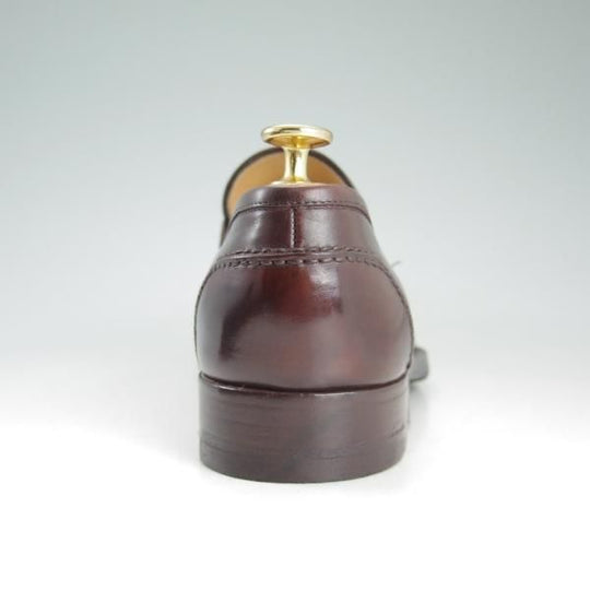 極上★(伊)タニノクリスチー SIZE 5.5【定価10万円以上★コインローファー】130543/スリッポン/赤茶/カーフ/メンズ/TANINO CRISCI★d416