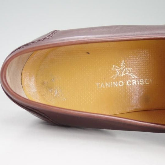 極上★(伊)タニノクリスチー SIZE 5.5【定価10万円以上★コインローファー】130543/スリッポン/赤茶/カーフ/メンズ/TANINO CRISCI★d416