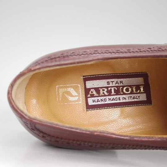 ★(伊)アルティオリ SIZE 6.5【定価15万円以上★フルブローグ】ウイングチップ/赤茶/カーフ/スターアルティオリ/Star ARTIOLI★d419