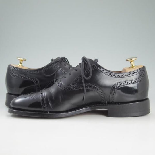 美品★(英)Loake/ローク 6F【★セミブローグ/201B】ポリッシュレザー/黒/メンズ★d421