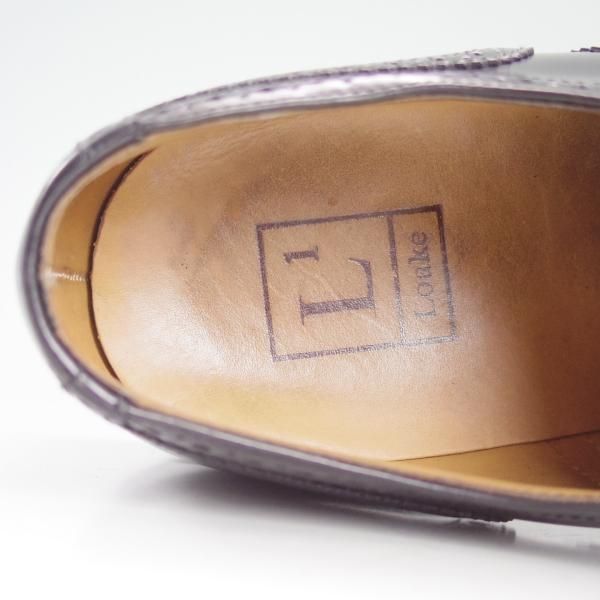美品★(英)Loake/ローク 6F【★セミブローグ/201B】ポリッシュレザー/黒/メンズ★d421