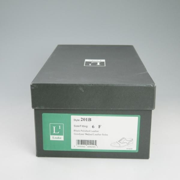 美品★(英)Loake/ローク 6F【★セミブローグ/201B】ポリッシュレザー/黒/メンズ★d421