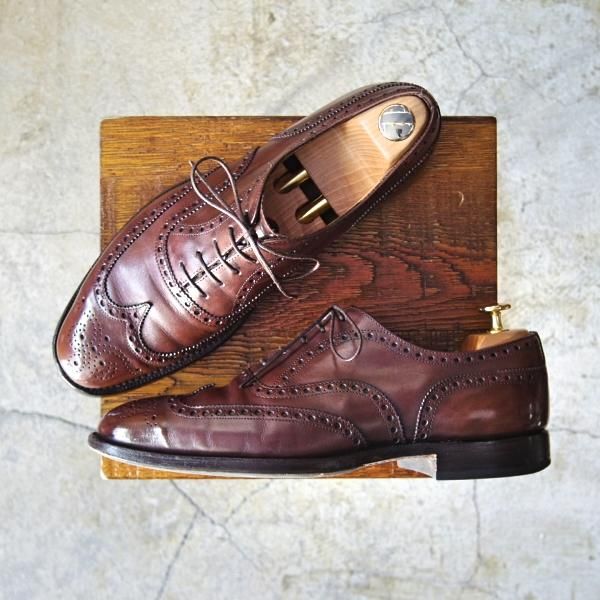 極上★チャーチ 75F/UK7.5【★チェットウィンド/CHETWYND/173ラスト】4都市ロゴ/フルブローグ/茶/カーフ/メンズ/Church's★d425
