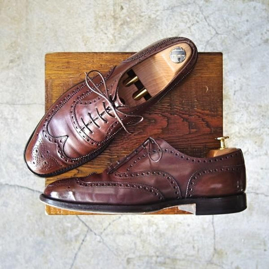 極上★チャーチ 75F/UK7.5【★チェットウィンド/CHETWYND/173ラスト】4都市ロゴ/フルブローグ/茶/カーフ/メンズ/Church's★d425