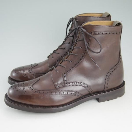 極美品★チャーチ 70F/UK7【★エンフィールド/ENFIELD/4都市ロゴ】ブーツ/143ラスト/ネバダカーフ/フルブローグ/茶/メンズ/Church's★d431