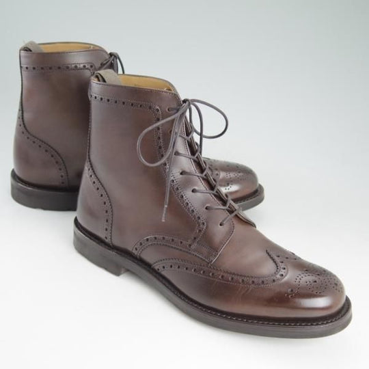 極美品★チャーチ 70F/UK7【★エンフィールド/ENFIELD/4都市ロゴ】ブーツ/143ラスト/ネバダカーフ/フルブローグ/茶/メンズ/Church's★d431