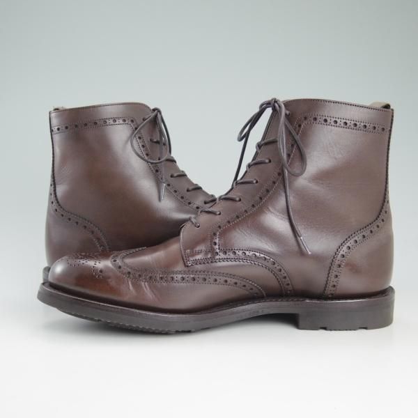 極美品★チャーチ 70F/UK7【★エンフィールド/ENFIELD/4都市ロゴ】ブーツ/143ラスト/ネバダカーフ/フルブローグ/茶/メンズ/Church's★d431