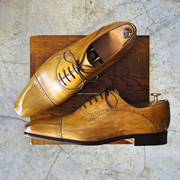 ★(スペイン製)マグナーニ SIZE 43【★ボロネーゼ製法/パンチドキャップトゥ】薄茶/カーフ/メンズ/MAGNANNI★d436