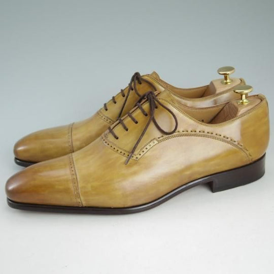 ★(スペイン製)マグナーニ SIZE 43【★ボロネーゼ製法/パンチドキャップトゥ】薄茶/カーフ/メンズ/MAGNANNI★d436