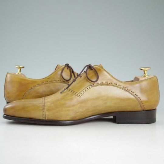 ★(スペイン製)マグナーニ SIZE 43【★ボロネーゼ製法/パンチドキャップトゥ】薄茶/カーフ/メンズ/MAGNANNI★d436