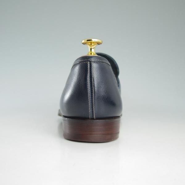 美品★クロケット&ジョーンズ 6E【★コインローファー/JERSEY】348ラスト/スエード/紺/グレインレザー/メンズ/Crockett&Jones★d444