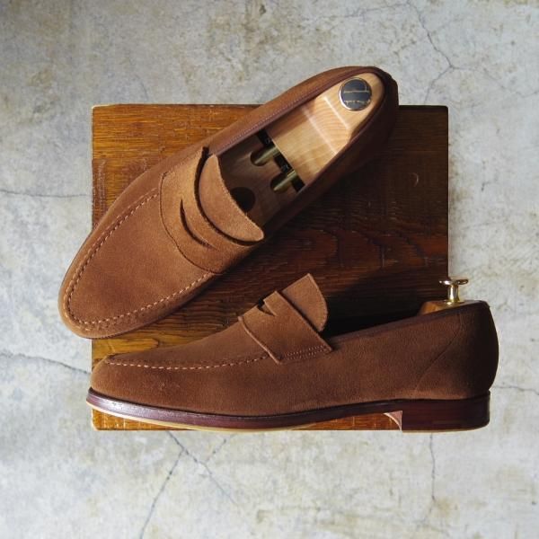 極美品★クロケット&ジョーンズ 8E【★ビームスF別注/CAMDEN】366ラスト/コインローファー/スエード/メンズ/BEAMS F/Crockett&Jones★d446