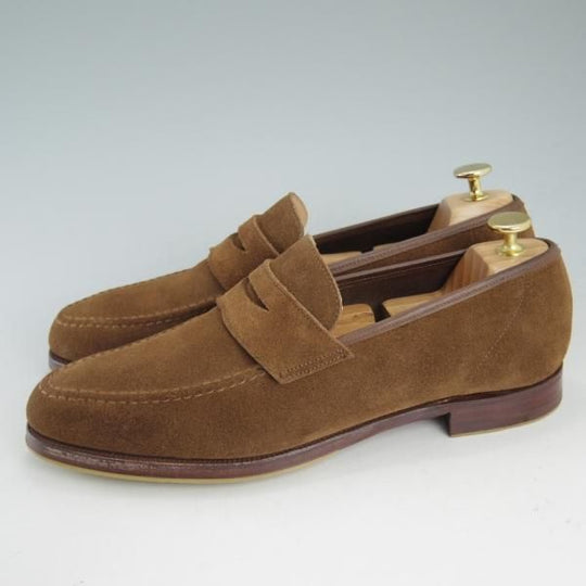 極美品★クロケット&ジョーンズ 8E【★ビームスF別注/CAMDEN】366ラスト/コインローファー/スエード/メンズ/BEAMS F/Crockett&Jones★d446