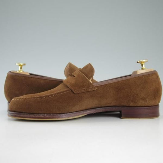 極美品★クロケット&ジョーンズ 8E【★ビームスF別注/CAMDEN】366ラスト/コインローファー/スエード/メンズ/BEAMS F/Crockett&Jones★d446