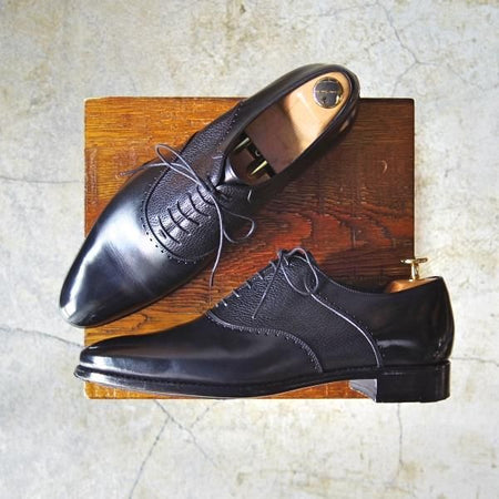 極上★三陽山長 SIZE 7.5【★ユナイテッドアローズ別注/コンビ】サドルシューズ/カーフ/黒/メンズ/靴/UNITED ARROWS/SanyoYamacho★d449