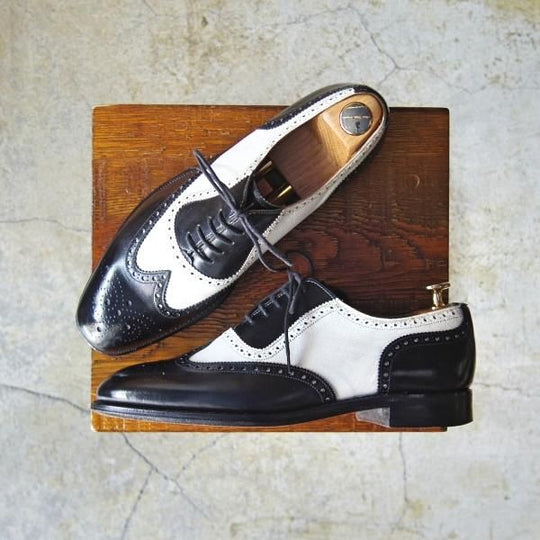 美品★チーニー 6F【★(英)Herring Shoes別注/2003ラスト/コンビ仕様】JEKYLL/フルブローグ/白×黒/ヘリング/メンズ/CHEANEY★d452