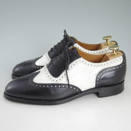 美品★チーニー 6F【★(英)Herring Shoes別注/2003ラスト/コンビ仕様】JEKYLL/フルブローグ/白×黒/ヘリング/メンズ/CHEANEY★d452