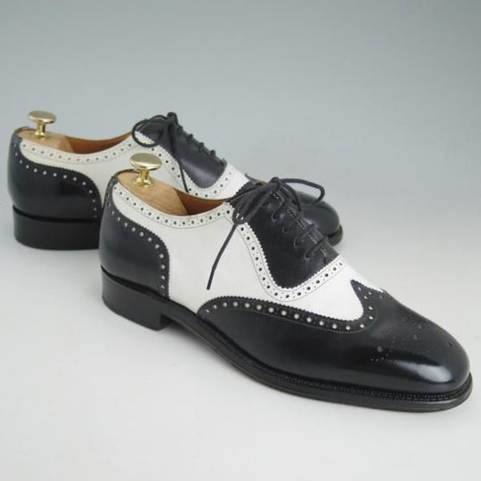 美品★チーニー 6F【★(英)Herring Shoes別注/2003ラスト/コンビ仕様】JEKYLL/フルブローグ/白×黒/ヘリング/メンズ/CHEANEY★d452