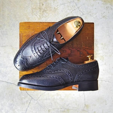 新品★(英)SANDERS/サンダース 7F【貴重★Braemar/フルブローグ】5597B/グレインレザー/黒/メンズ★d458