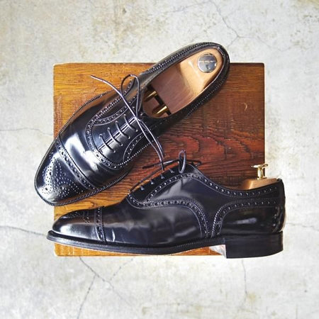 極上★チャーチ 70G/UK7【貴重★旧チャーチ/73ラスト/ブックバインダーカーフ】3都市ロゴ/セミブローグ/黒/メンズ/Church's★d460