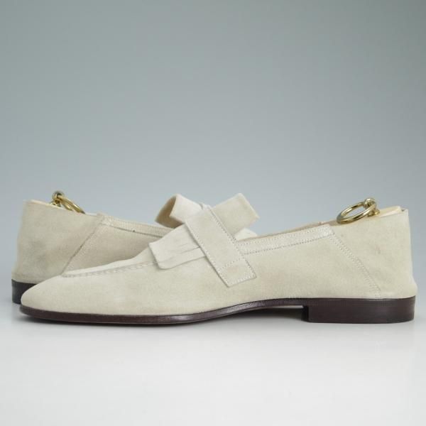 未使用★(伊)サントーニ SIZE 8【★スリッポン/ローファー/シングルモンク/キルト】スエード/アイボリー/メンズ/Santoni★d466