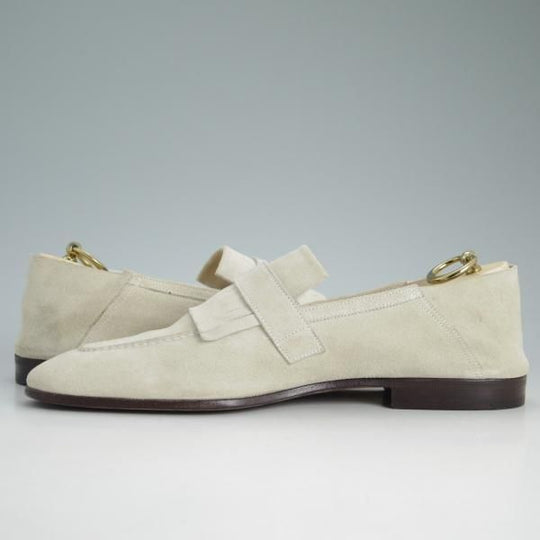 未使用★(伊)サントーニ SIZE 8【★スリッポン/ローファー/シングルモンク/キルト】スエード/アイボリー/メンズ/Santoni★d466