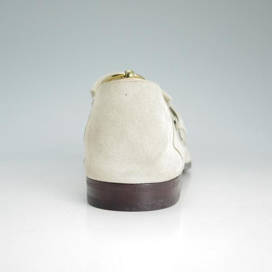 未使用★(伊)サントーニ SIZE 8【★スリッポン/ローファー/シングルモンク/キルト】スエード/アイボリー/メンズ/Santoni★d466