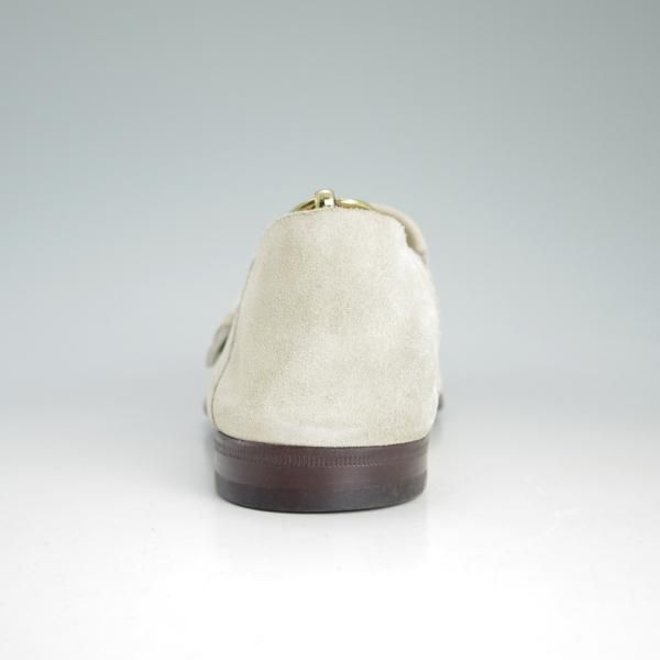 未使用★(伊)サントーニ SIZE 8【★スリッポン/ローファー/シングルモンク/キルト】スエード/アイボリー/メンズ/Santoni★d466