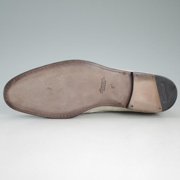 未使用★(伊)サントーニ SIZE 8【★スリッポン/ローファー/シングルモンク/キルト】スエード/アイボリー/メンズ/Santoni★d466