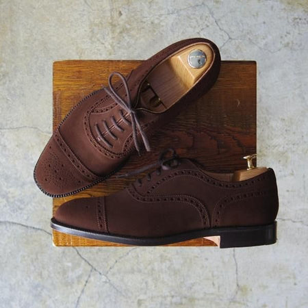 新品★チャーチ 65G/UK6.5【貴重★73ラスト/ディプロマット似寄り】Perth/セミブローグ/4都市ロゴ/スエード/濃茶/メンズ/Church's★d475