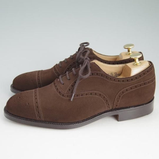 新品★チャーチ 65G/UK6.5【貴重★73ラスト/ディプロマット似寄り】Perth/セミブローグ/4都市ロゴ/スエード/濃茶/メンズ/Church's★d475