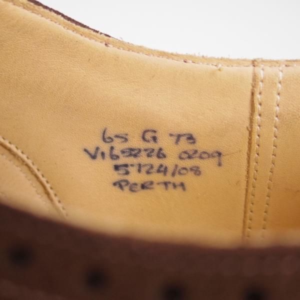 新品★チャーチ 65G/UK6.5【貴重★73ラスト/ディプロマット似寄り】Perth/セミブローグ/4都市ロゴ/スエード/濃茶/メンズ/Church's★d475