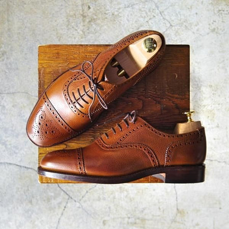 新品★(英)Loake/ローク 6.5G【貴重★デッドストック品/TWEED2/セミブローグ】026ラスト/グレインレザー/茶/メンズ★d478