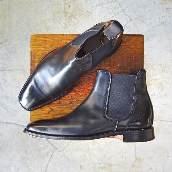 極上★(英)チーニー 7F【貴重★(英)ポールスミス別注/Paul Smith/サイドゴアブーツ】カーフ/黒/メンズ/シューズ/靴/CHEANEY★d494