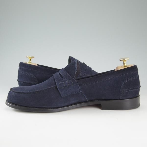 極美品★チャーチ 10G【★コインローファー/Pembrey/ペンブリー】126ラスト/ビーフロール/4都市ロゴ/スエード/紺/メンズ/Church's★d506