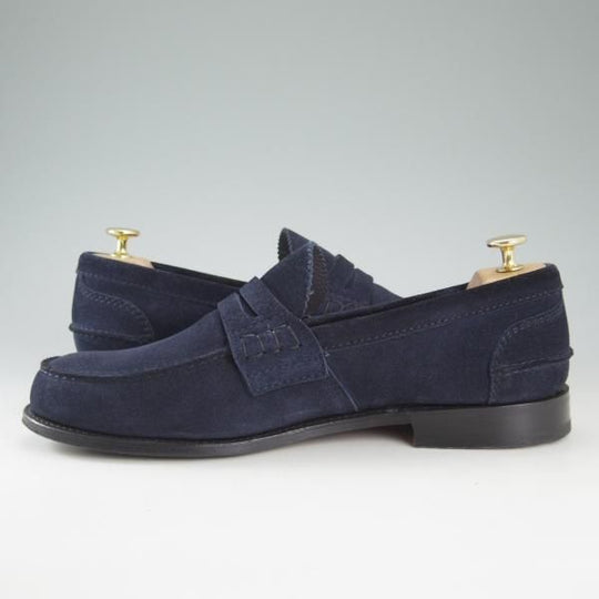 極美品★チャーチ 10G【★コインローファー/Pembrey/ペンブリー】126ラスト/ビーフロール/4都市ロゴ/スエード/紺/メンズ/Church's★d506