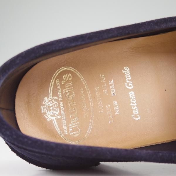 極美品★チャーチ 10G【★コインローファー/Pembrey/ペンブリー】126ラスト/ビーフロール/4都市ロゴ/スエード/紺/メンズ/Church's★d506